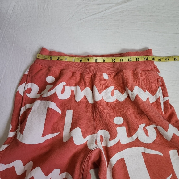 Champion men's reverse weave script logo spellout sweatpants joggers coral sz L - Picture 12 of 15